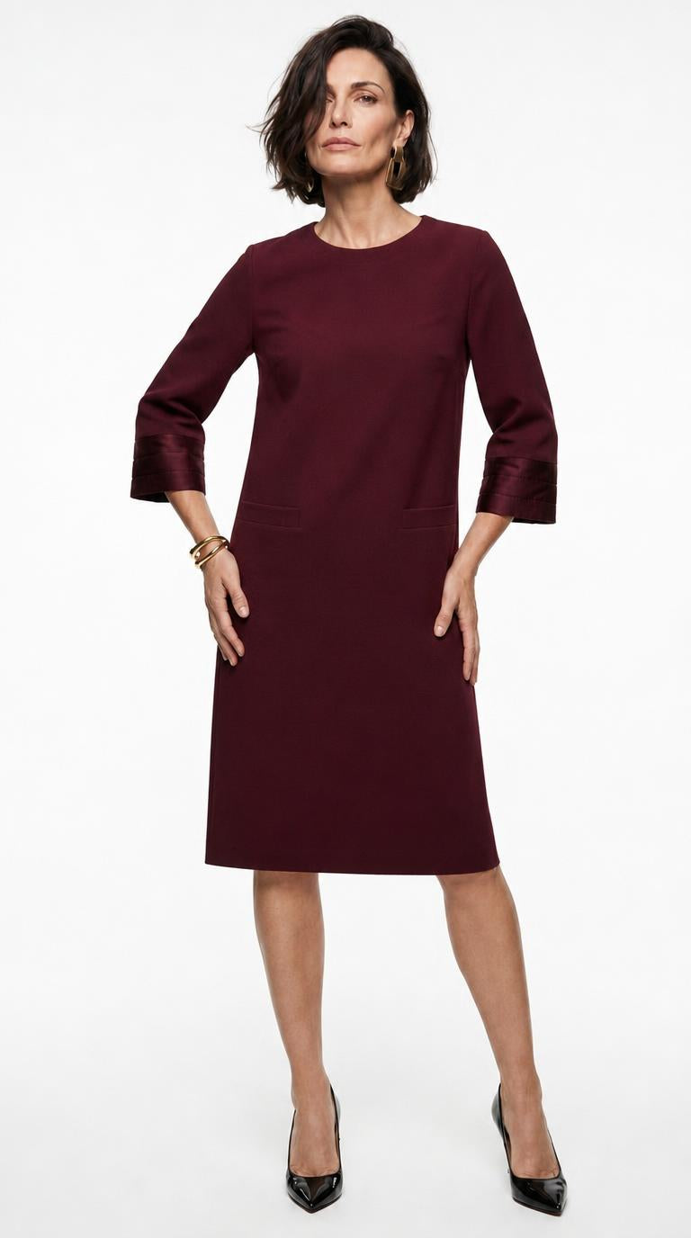 Quilted Trim Rich Jersey Dress