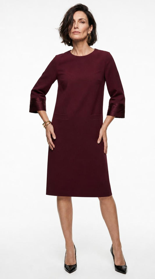 Quilted Trim Rich Jersey Dress