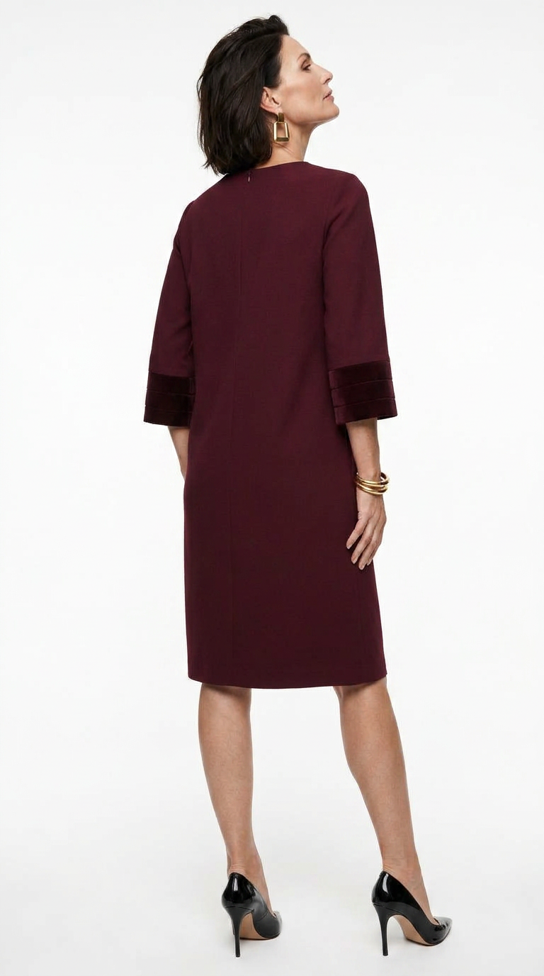 Quilted Trim Rich Jersey Dress
