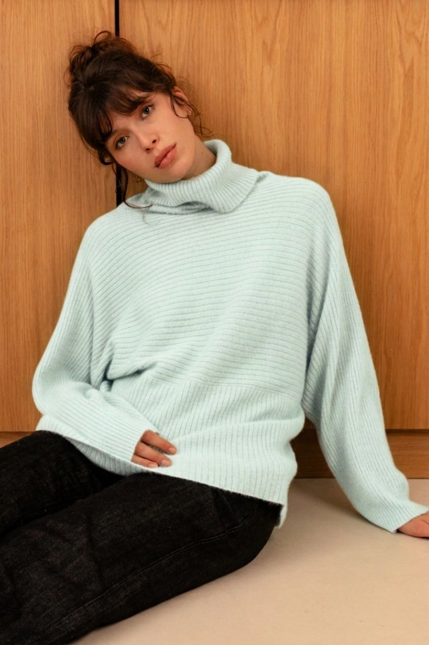 Roll-Neck Cocoon Cashmere Sweater