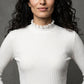Ruffle Neck Cotton Turtleneck