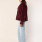Ribbed Cuffs Faux Fur Jacket