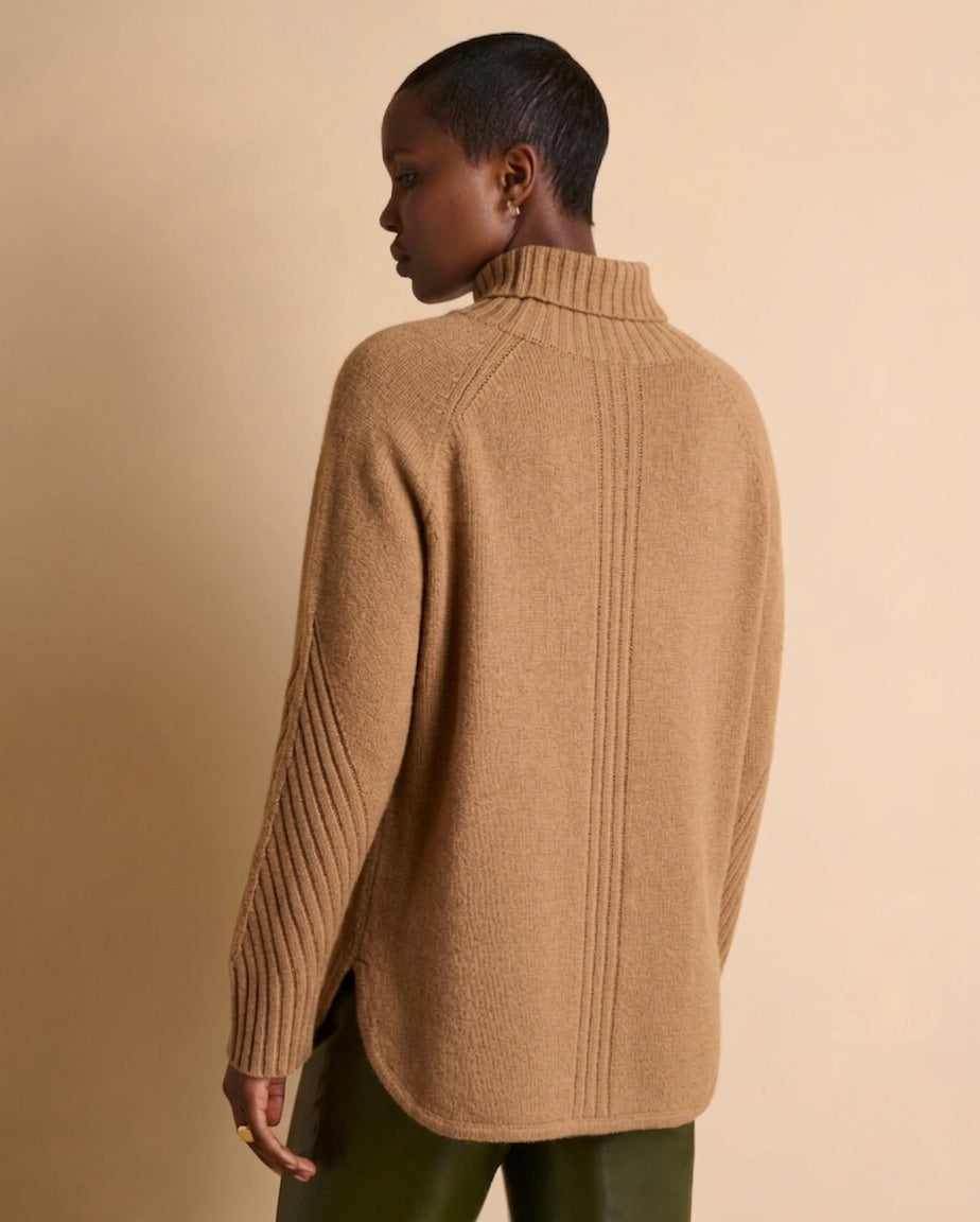 Ribbed Tunic-Length Wool & Cashmere Sweater