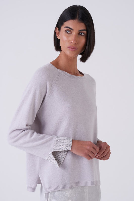 Cashmere-Blend Sparkle Cuffs Sweater