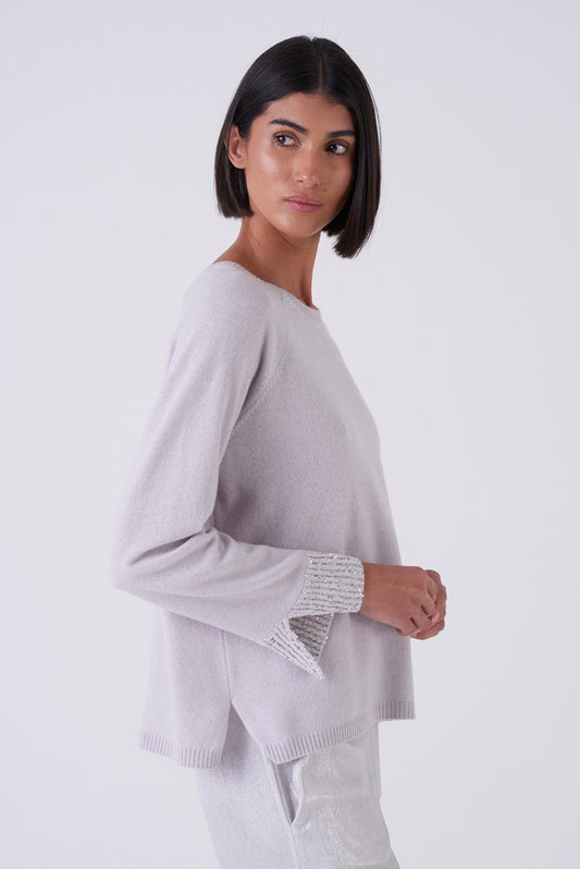 Cashmere-Blend Sparkle Cuffs Sweater