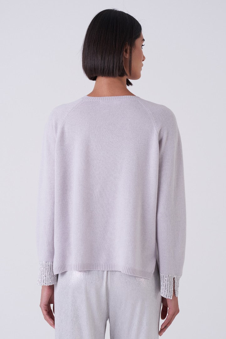 Cashmere-Blend Sparkle Cuffs Sweater