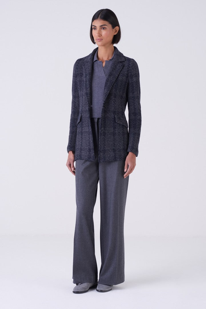 Macro Tweed Single Button Blazer