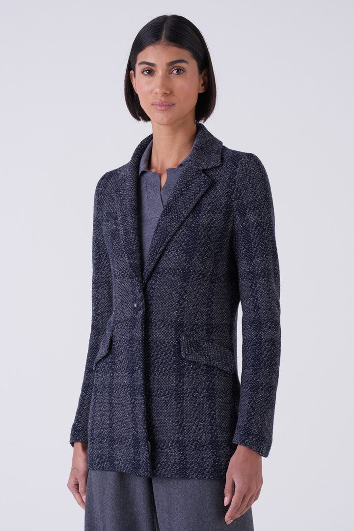 Macro Tweed Single Button Blazer