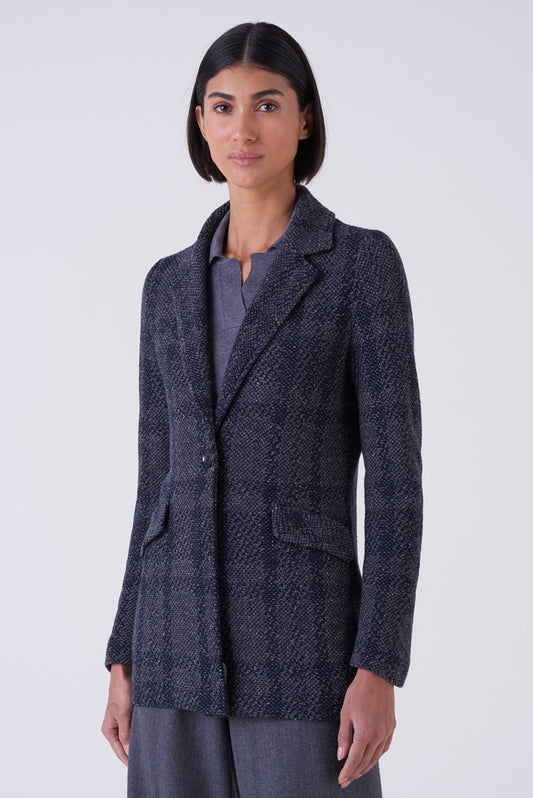 Macro Tweed Single Button Blazer