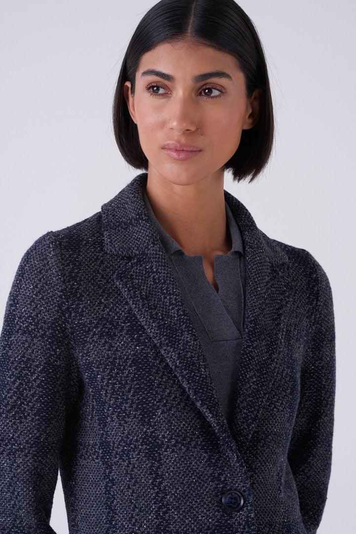 Macro Tweed Single Button Blazer