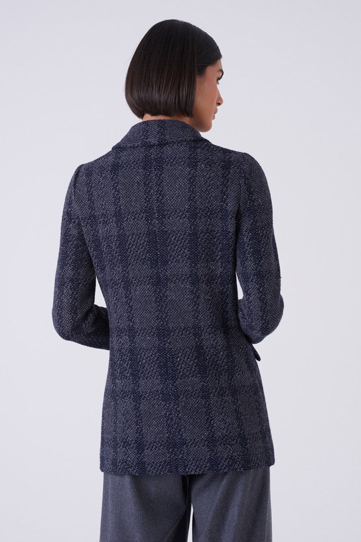 Macro Tweed Single Button Blazer