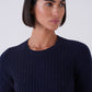 Sparkle Weave Ribbed Half-Sleeve Sweater