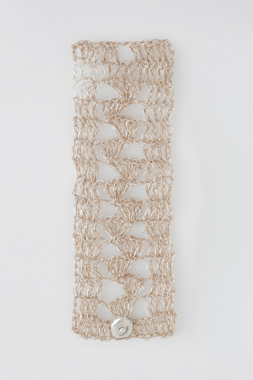 Flora Silver Crochet Cuff Bracelet