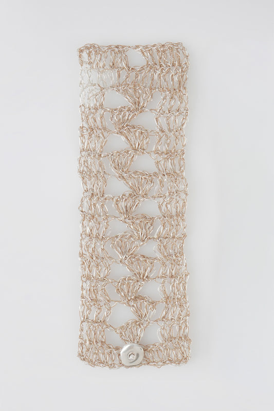 Flora Silver Crochet Cuff Bracelet