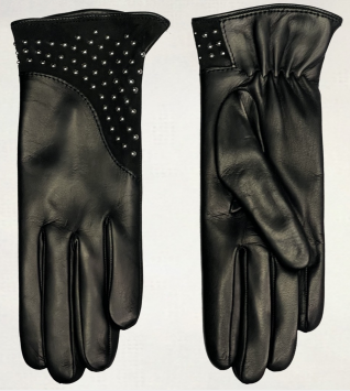Studded Abstract Lined Leather Gloves