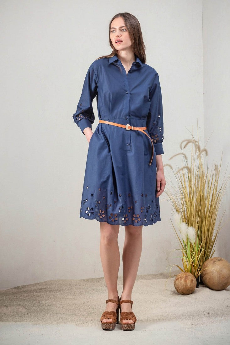Cotton  Dress With Eyelet Detail