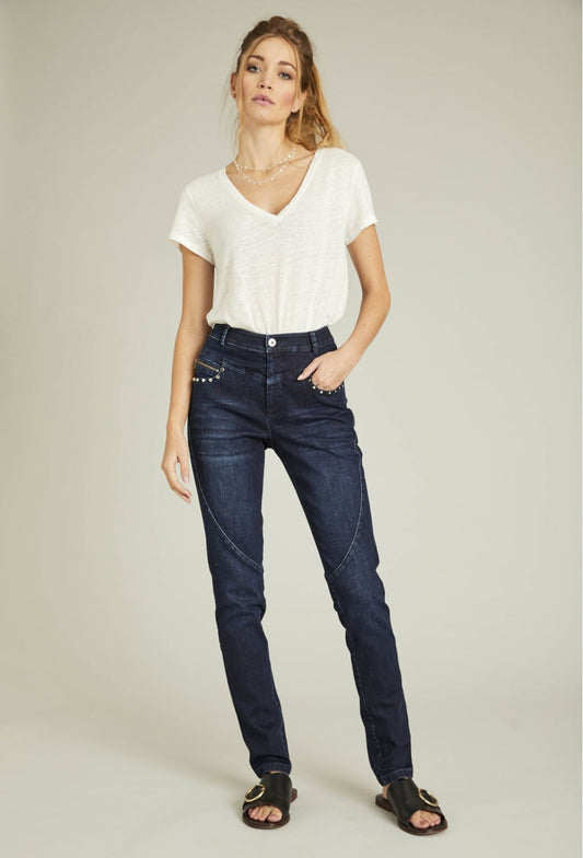 STUDDED POCKET DENIM PANT